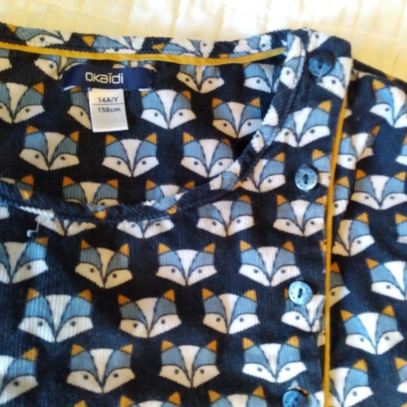 Okaidi micro corduroy top 14 (158cm) fox animal print - Picture 2 of 4